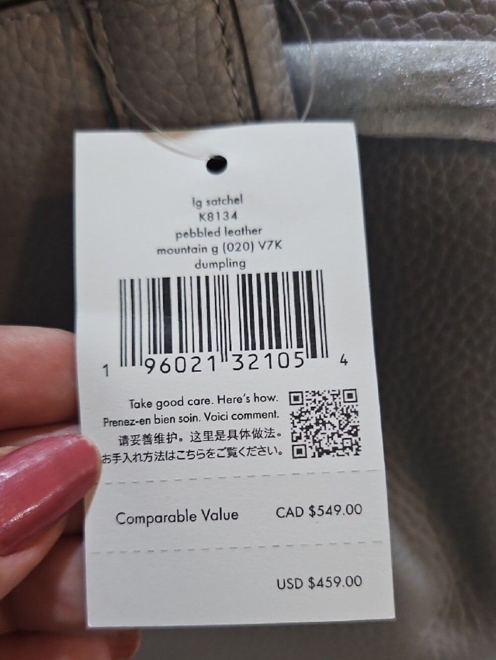 kate spade Pebbled Leather DUMPLING Satchel in GREY - Picture 2 of 8